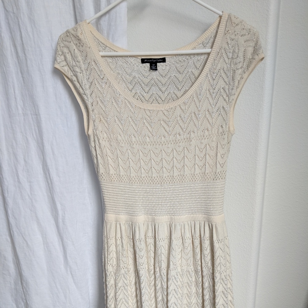 AE cream sweater dress with silver details size S